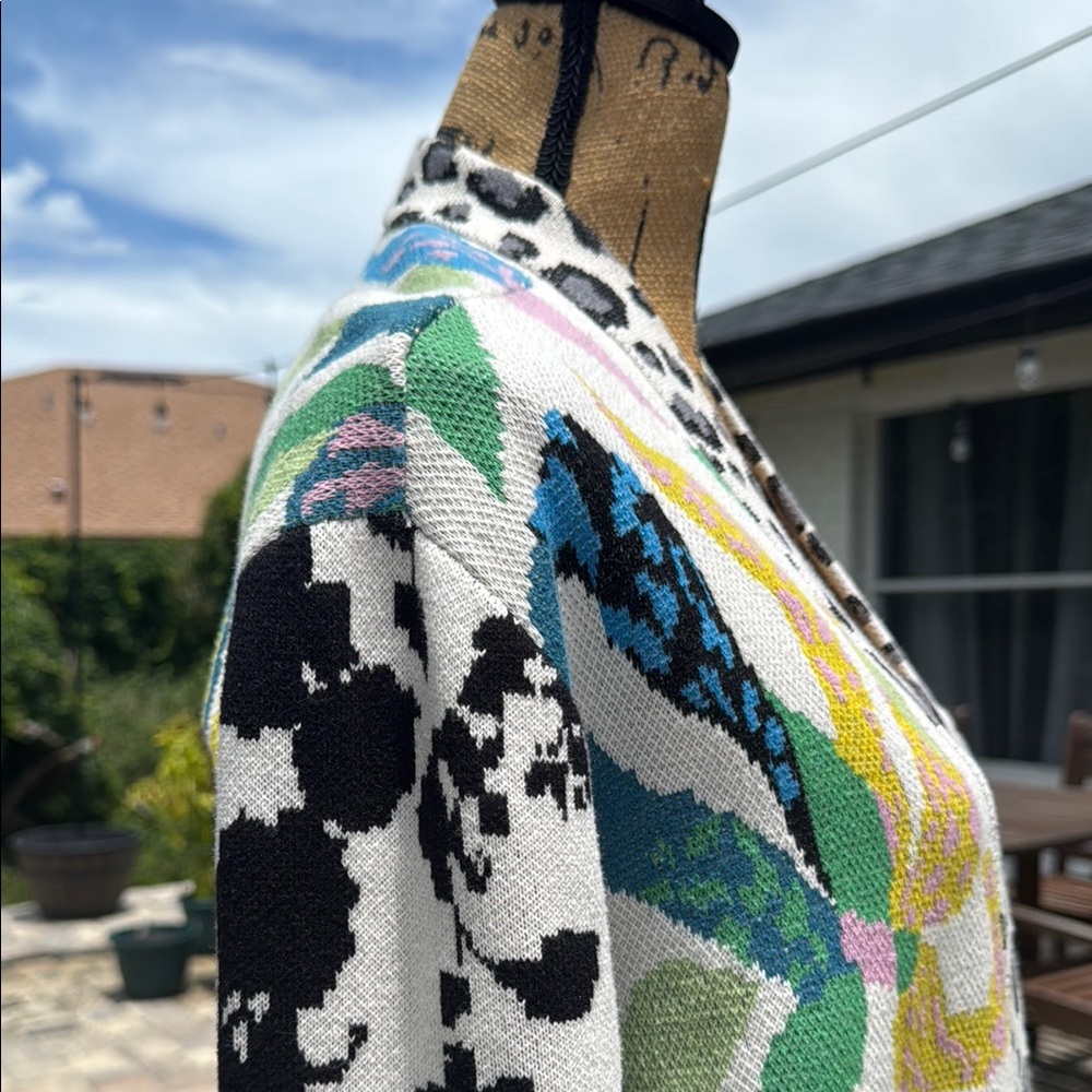 Maeve Anthropologie Savannah Contrast Colorful Patterned Cardigan Size XS - Picture 7 of 14